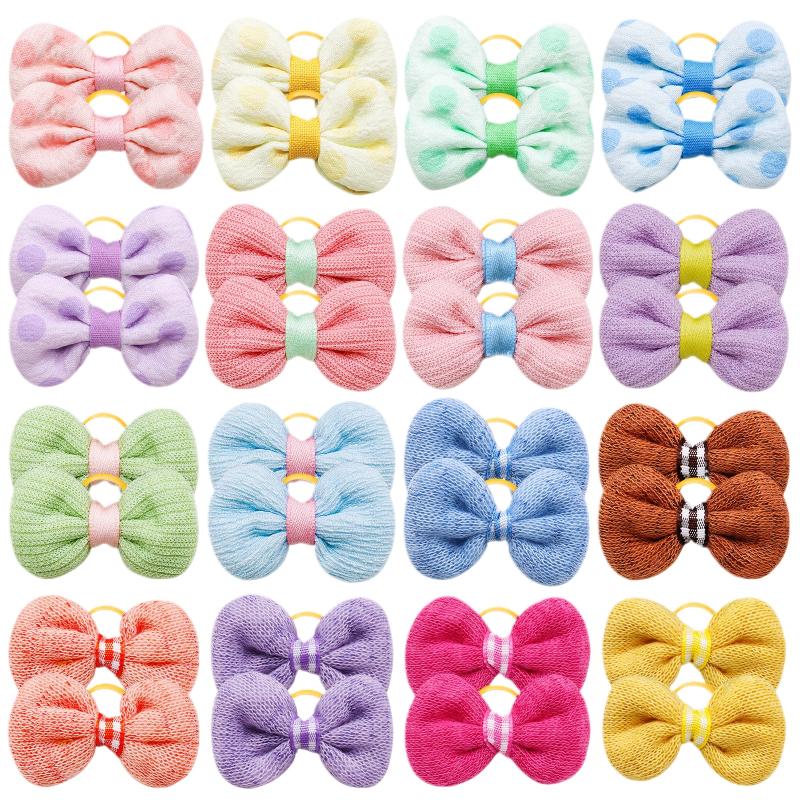 5/10Pcs Hair Accessories Pet Grooming Cute Pet Supplies Bow Tie Rubber Band Candy Color Dog Hair Band Long-hair Puppy Bowknots