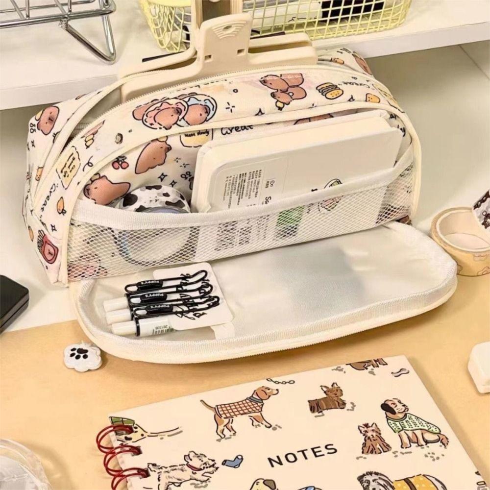 Multi-layer Pencil Case Capybara Storage Bag Cute Stationery Bag  Students