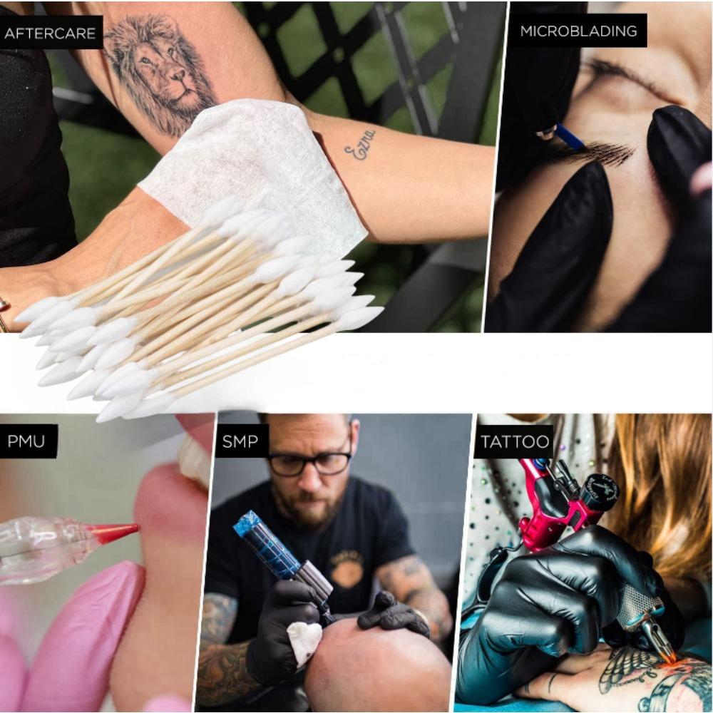 100/400/600pcs Double Head Cotton Swab Medical Wood Sticks Nose Ears Clean Applicator Beauty Cottontattooclean,Tattooaccessories