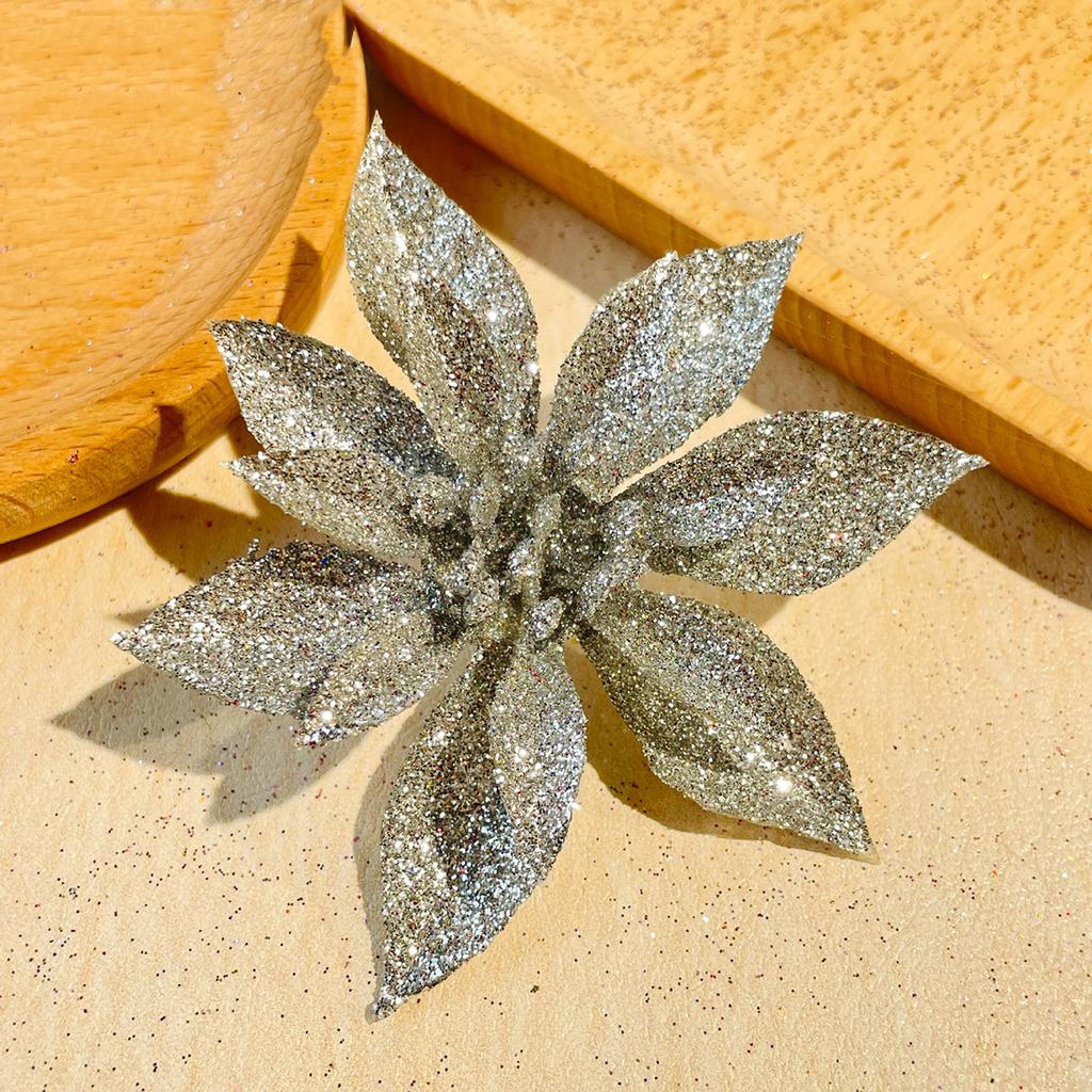 Valentine's Day Christmas Decoration Gold Powder Artificial Flower 75mm Multi-color Solid Christmas Flower Wreath Accessory Shooting Prop