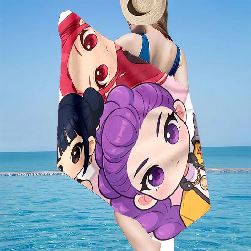 Kpop Cartoon Beach Towel, Super Soft Microfiber, Gift for Her/Him, Birthday, for Pool, Beach, Travel, Home Decor Fan Gifts