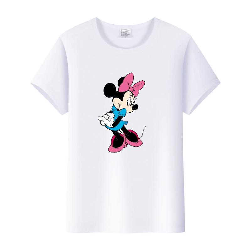 Kawaii Disney Cartoon Minnie Printed T Shirt Women Fashion Mickey Mouse White Oversized T Shirt Female Clothes Ladies T-shirts