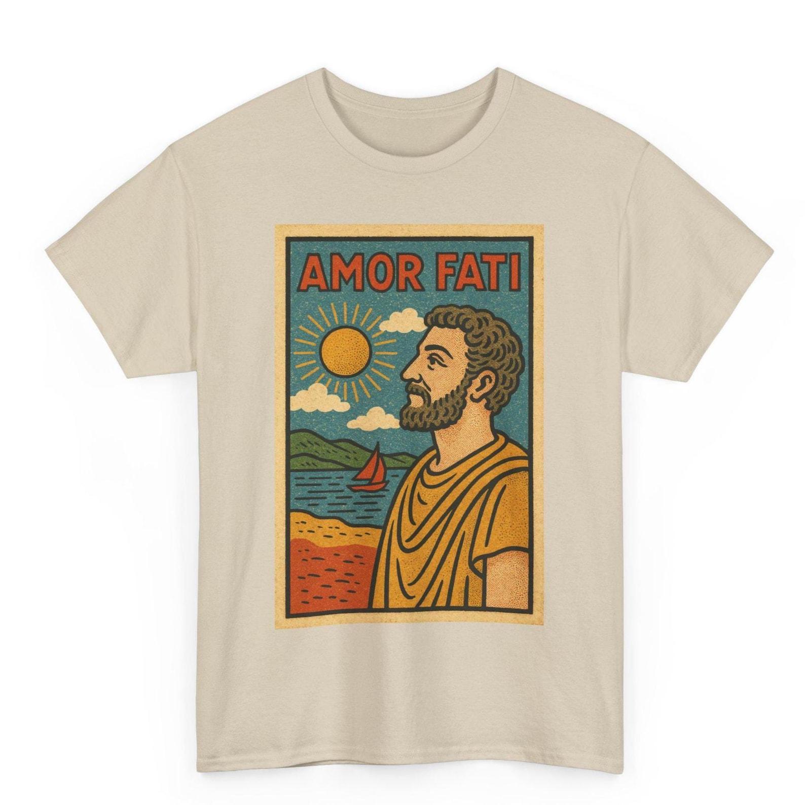 Amor Fati T-Shirt: Retro Comic Stoic Philosophy Graphic Tee 3XL