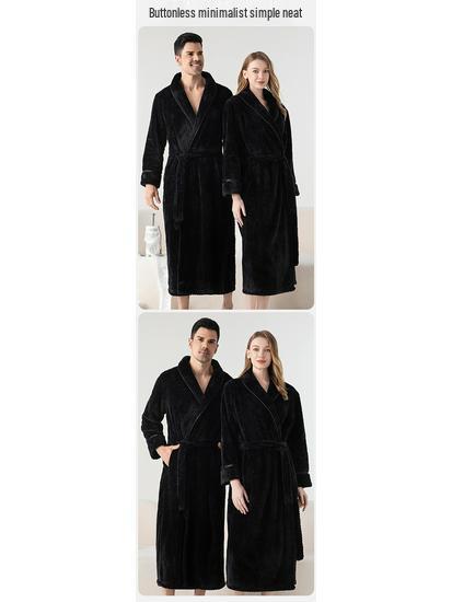 Extra Langer Übergröße Samt Partner Bademantel: Dicke, kuschelige Herbst-/Winter-Pyjamas für Damen.