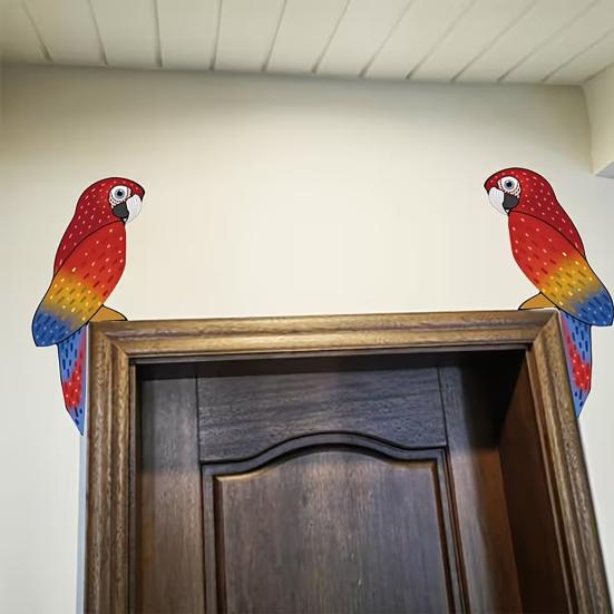 1 Coppia Decorazione Telaio Porta in Legno per Pappagalli Uccello Tropicale Colorato Topper per Porta Angolo Sopra Porta in Legno Arte Murale per Casa Bagno Camera da Letto Ufficio