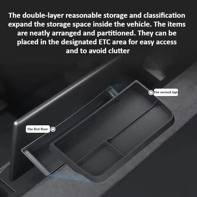 for Tesla Model 3 Y YL Juniper Highland 2025 2026 Dashboard ETC Storage Box Double-layer Control Screen Phone Organizer Tray