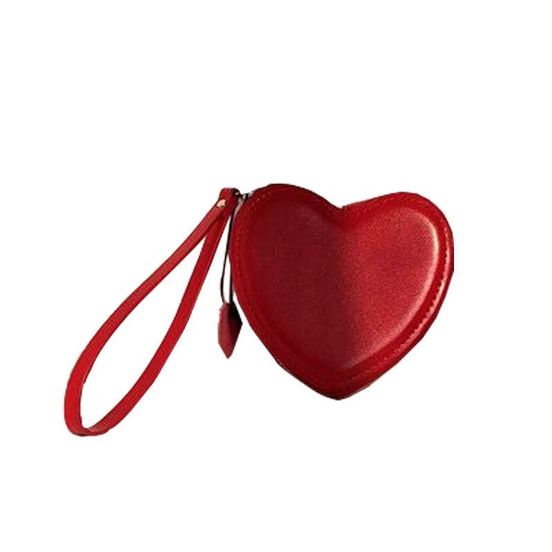 Fashion Youth Must-have: Trendy PU Material Sewing Line Zipper Handbag Gift Girl Heart Red Gift