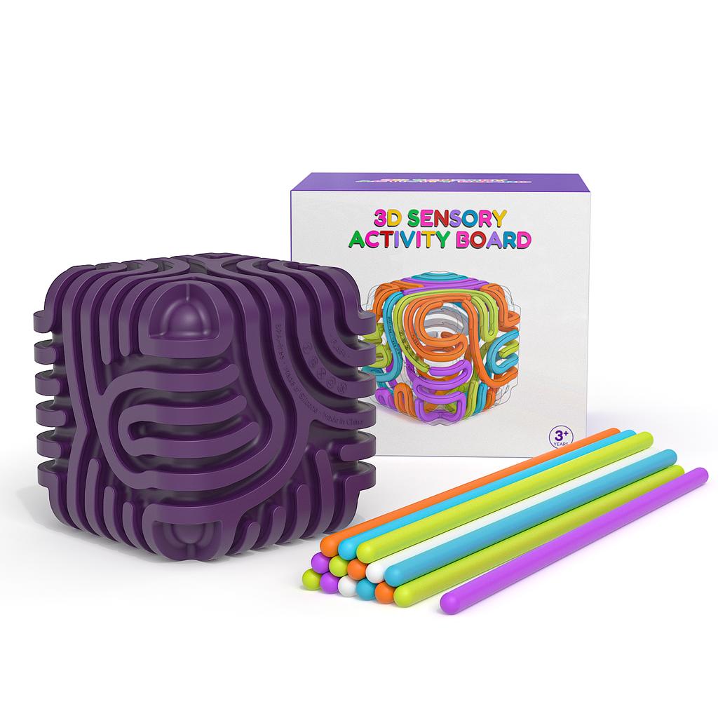 Sensorischer Labyrinthwürfel Sensorische Aktivität Silikon Sensorische Aktivitätstafel Lernspielzeug für Kinder Stressabbauwürfel für Kinder