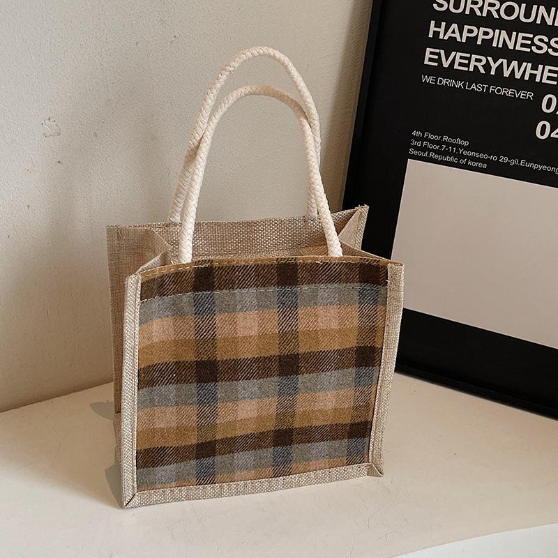 Portable Linen Bag for Work for Women Fashion Canvas Bag for Women Ins Fashionable Versatile One Shoulder Handbag