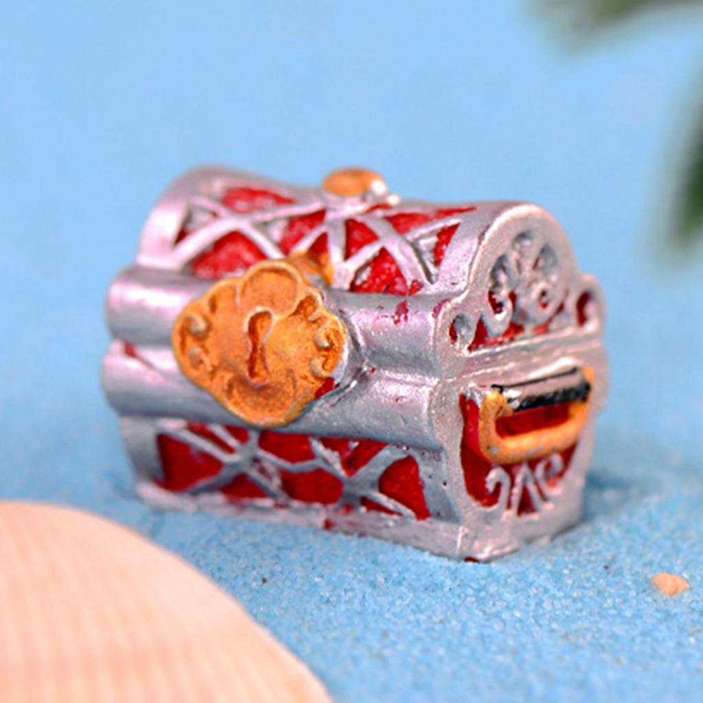 4pcs Treasure Chest Box Fish Tank Aquarium Decoration Cartoon Treasure Box Mini Resin Underwater Ornaments Aquarium Ornaments