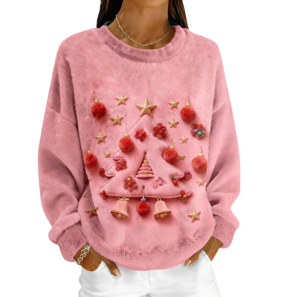 Dammode Fleece Hoodie Långärmad Rund Hals Casual Bekväm Lös Passform Lättviktig Dam-Hoodie