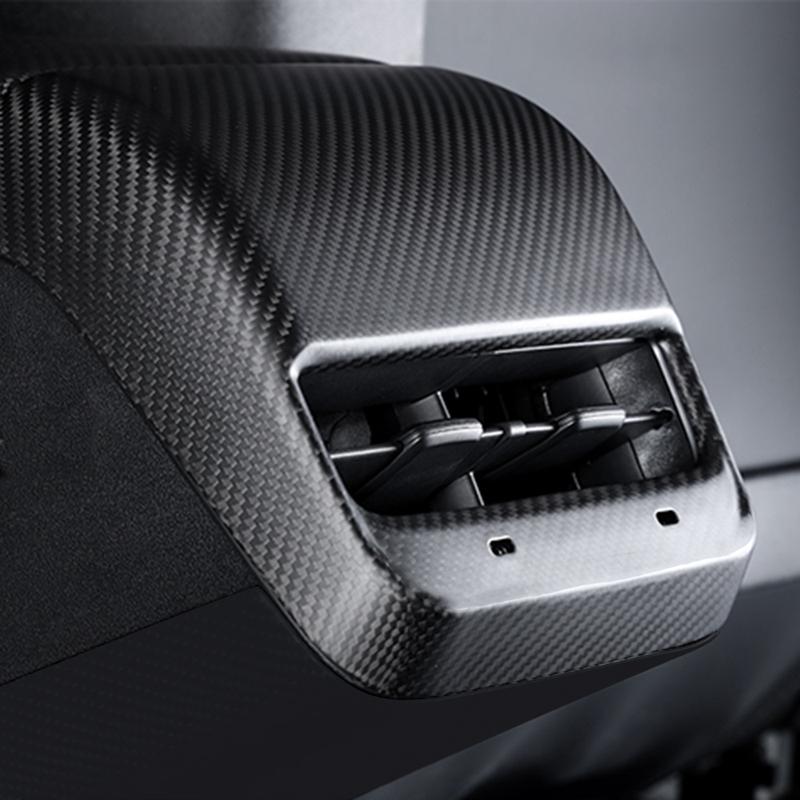 Real Dry Carbon Fiber Car Rear Air Vent Conditioner Outlet Cover for Tesla Model 3 Model Y AC Vents Trim Case Auto Accessories