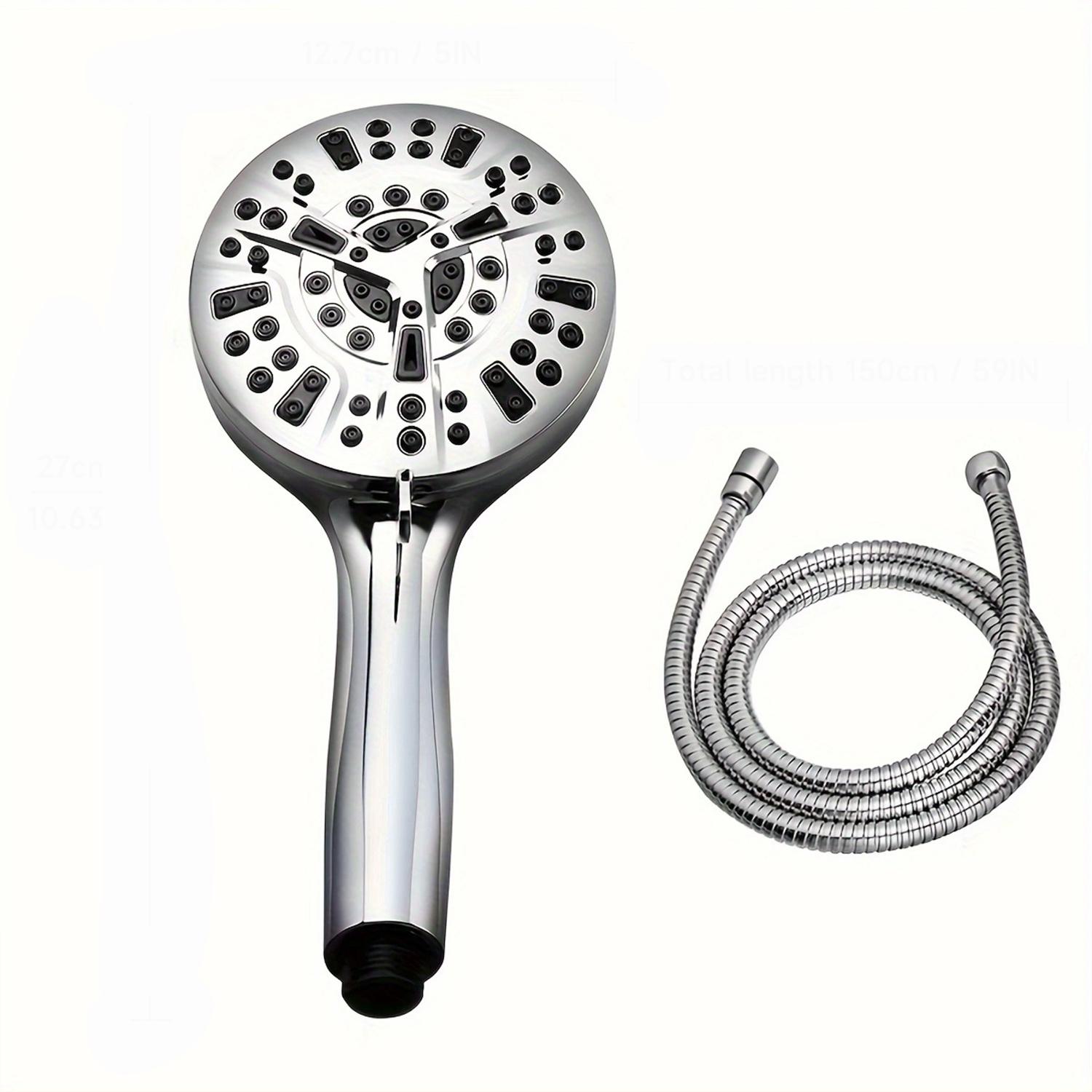 

1 шт. Ручная душевая головка высокого давления, 10 режимов струи, водосберегающие душевые головки, шланг из нержавеющей стали, держатель серый