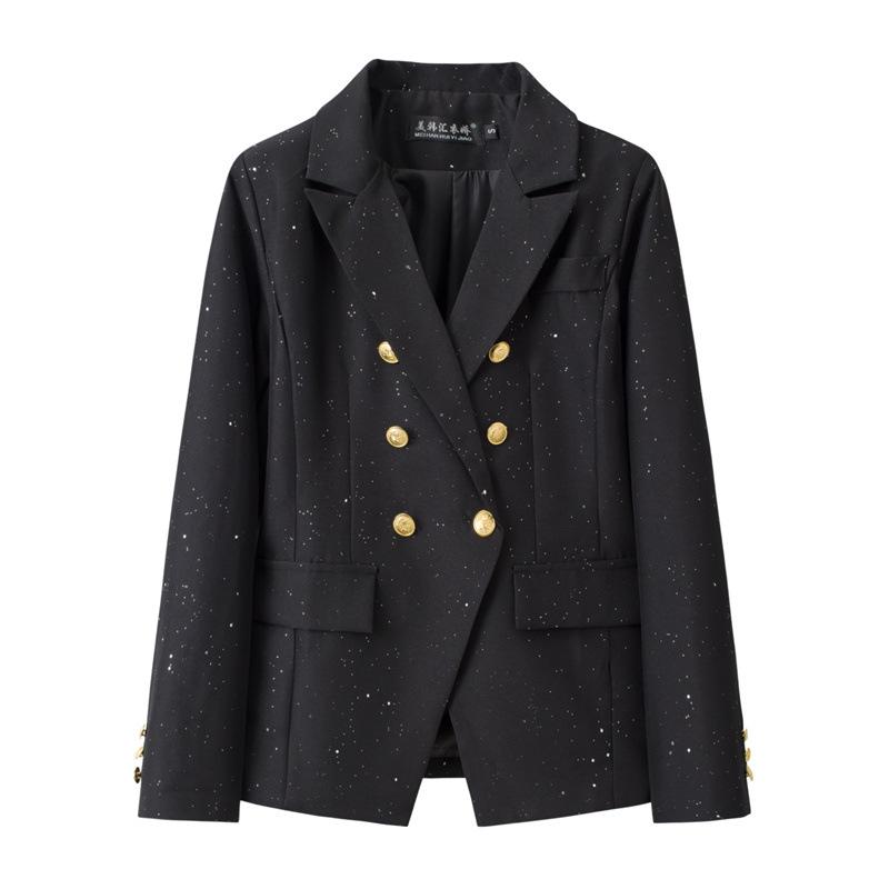 Blazer a tinta unita e a quadri da donna, Giacca da completo in misto cotone poliestere stile urbano, Blazer da pendolare per l'ufficio