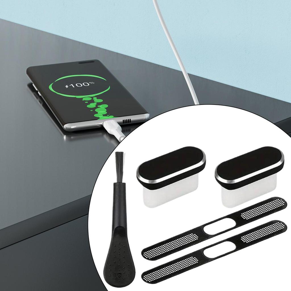 USB TypeC Plug Cover With Cleaning Brush Anti Dust USB TypeC Plug Cover Soft Cleaner Phone Charging Port Cover Set For Phone