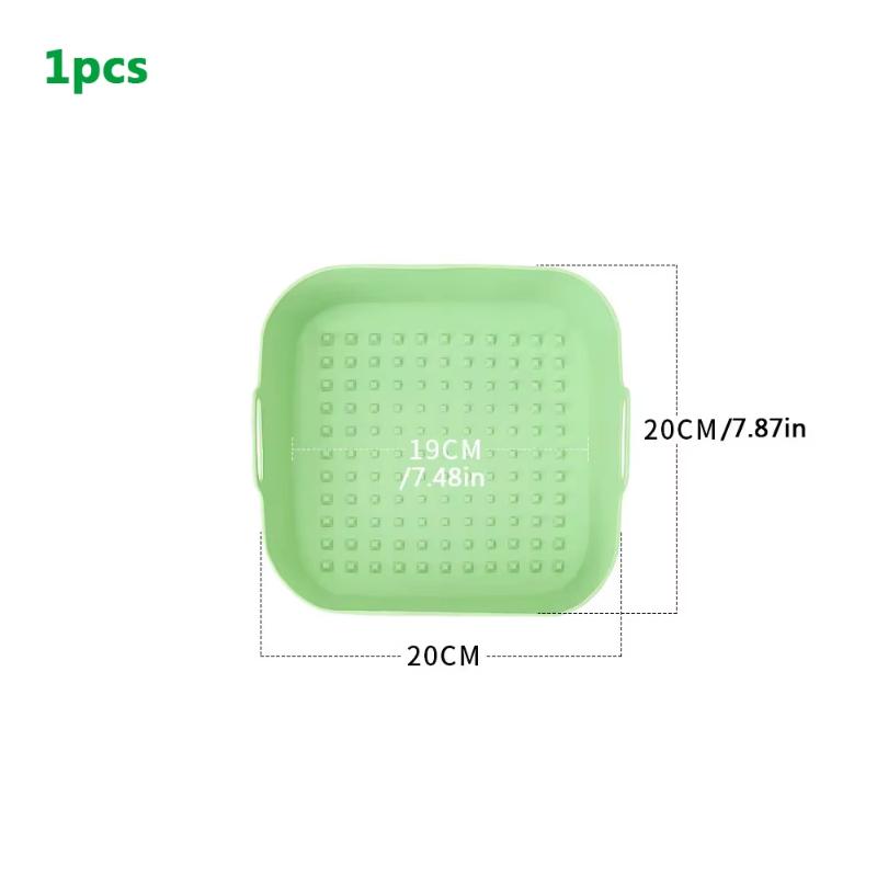 Silicone Air Fryer Basket Liners Non-Stick Baking Tray Heat-Resistant Round and Square Cooking Mats Oven Steamer Accessories