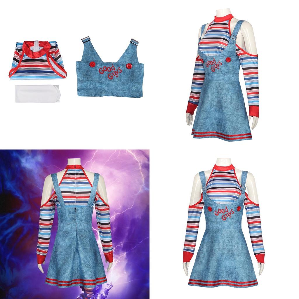 Sweet Dada Circus Clown Costume Halloween Cosplay Horror Doll Maid Dress Revival Set