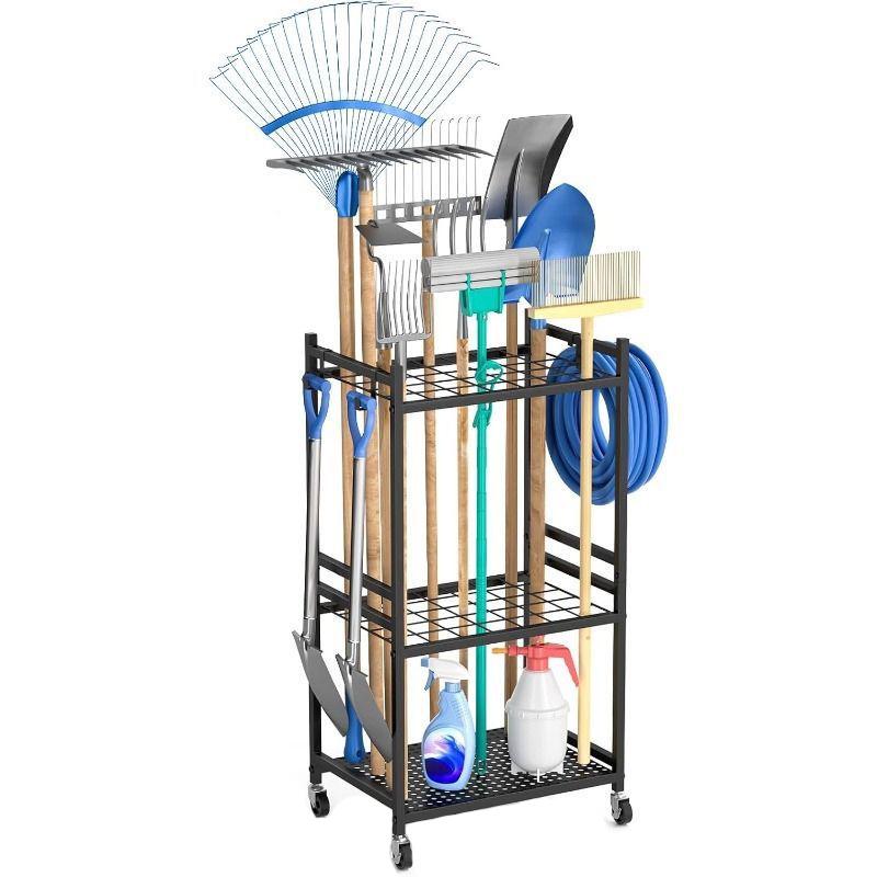 Movable Garden Tool Storage Rack for Household and Agricultural Tools