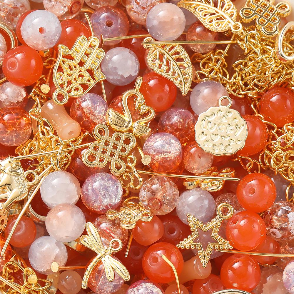 30/50g Mixed Style Glass Spacer Beads Metal Pendants Jewelry Accessories for DIY Bracelets Necklace Anklet Jewelry Making