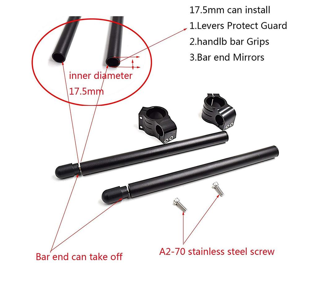 Karun CNC Aluminum Handlebar Replacement for Kawasaki ZX6R Aprilia RSV4 for for Hyosung 250R Universal Cafe Racer Tilt Angle Bar Assembly Black 51mm