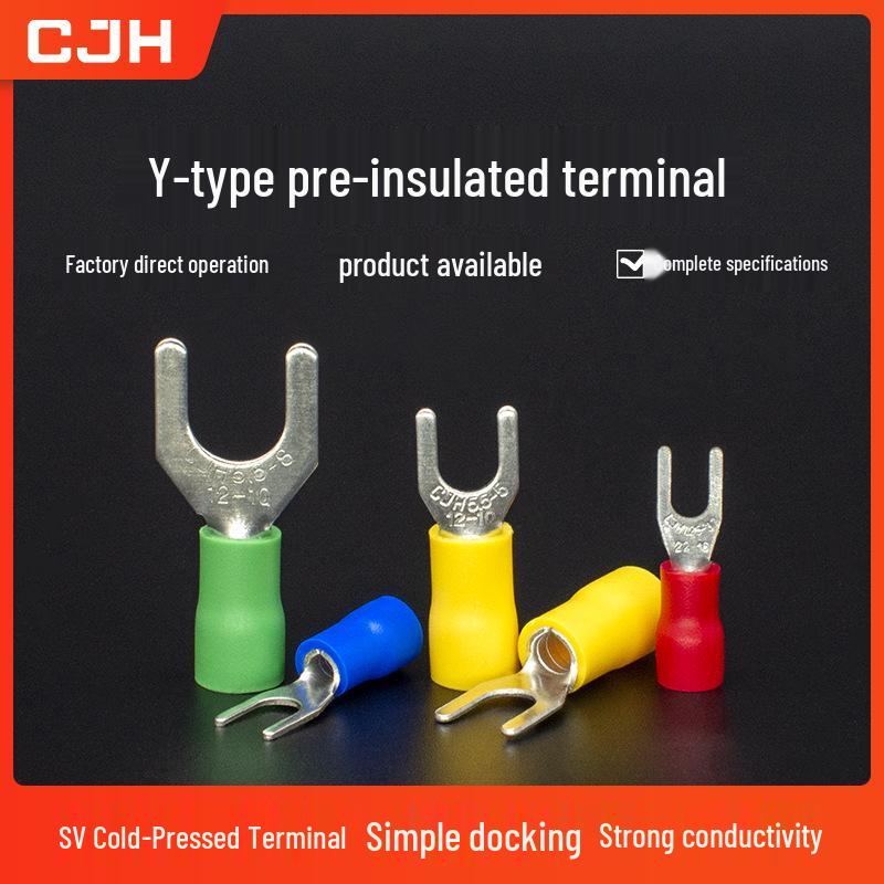 SV2-8 European Brass Copper Fork Pre-insulated Terminal Connector, 1000 pcs