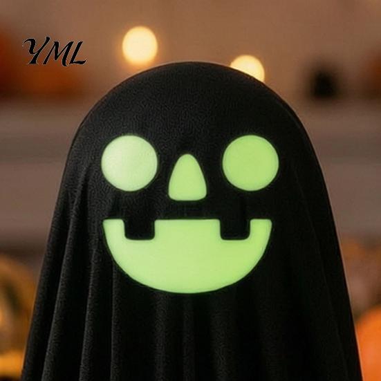 Festive Home Decor for Halloween 4 Pcs Ghost Decoration, Spooky with Glowing In The Dark Trick or Treat Party Face, Standing Desktop Figurine