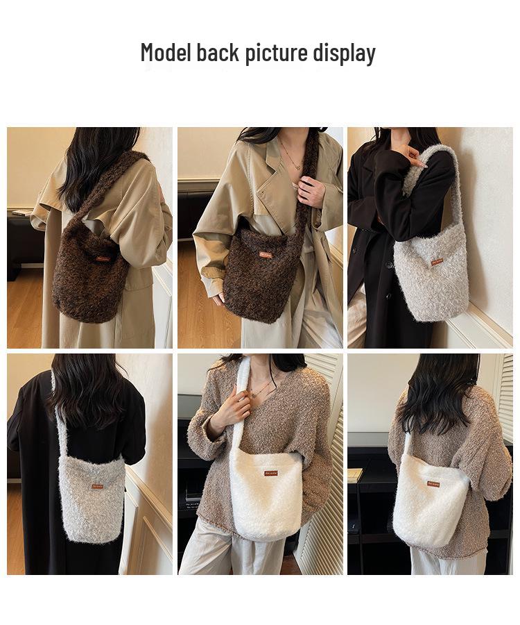 2025 Retro-Style Plush Bucket Bag: Women's Large Capacity Autumn/Winter Soft Furry Commuter Crossbody Bag