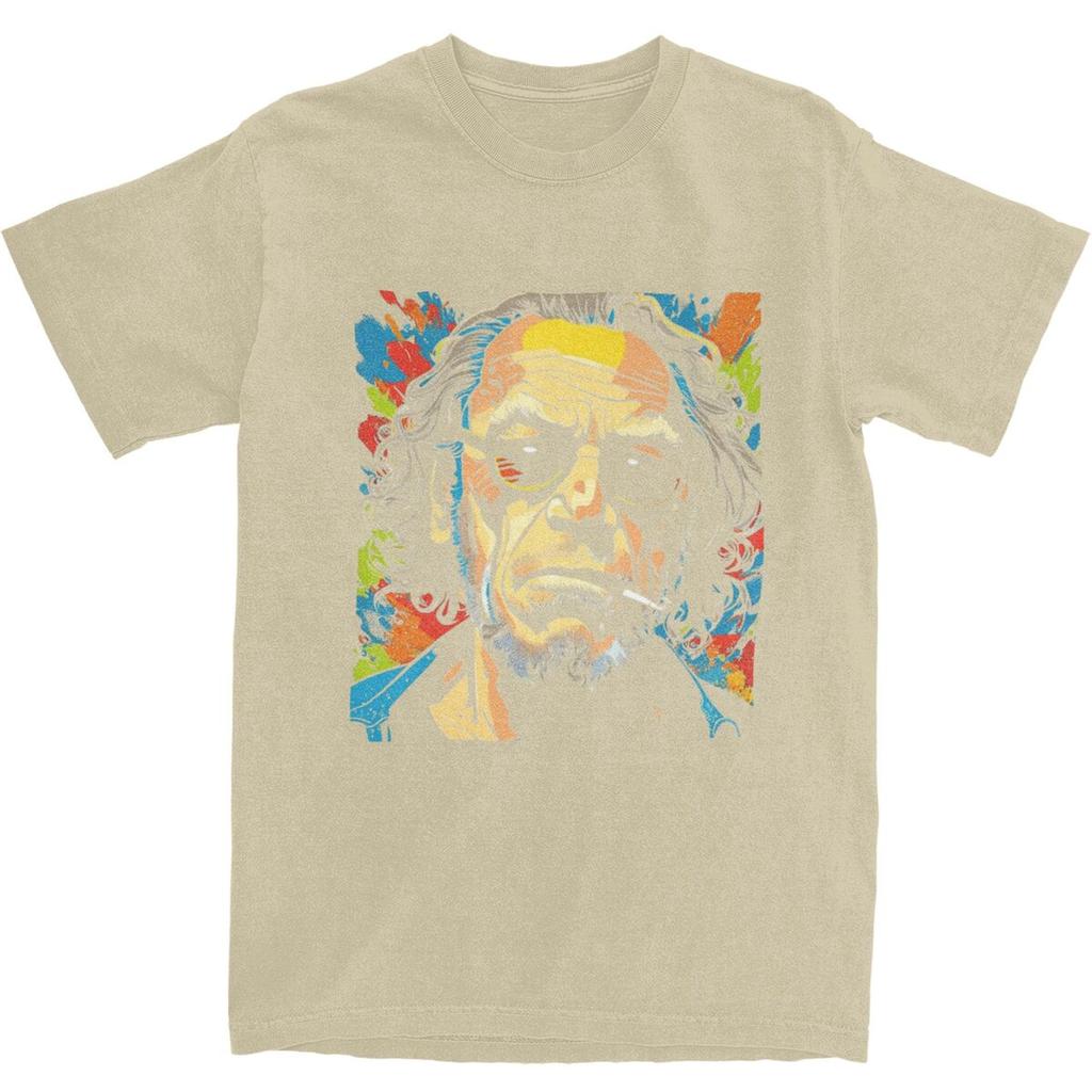 Herren Berühmter Dichter Charles Bukowski Pop Art T-Shirts Baumwoll-Tees Sommer Lustiges Kurzarm-T-Shirt O-Ausschnitt Lässiges T-Shirt Große Größe
