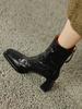 Fashion Vintage Handmade Ankle Boots Fashion 2024 Winter New Women's Boots High Heel Rear Zipper Banquet Elegant Shoes