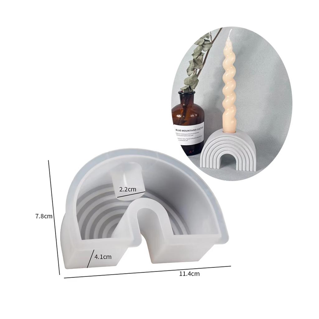 Support de Bougie Arc-en-ciel Nordique Moule en Silicone Bricolage Fait Main Plâtre Résine Époxy Béton Support de Bougie Moules de Coulage Décoration de Maison