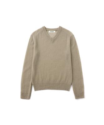 Angtteusienneu Sheer V-Neck Knit (Beige)