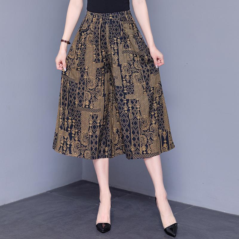 Hohe Taille Breite Bein Hosen Frauen Sommer Plus Größe Casual Lose Vintage Elastische Taille Oversize Hosen