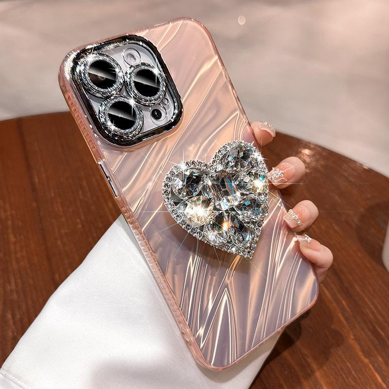 Applicable To IPhone16 Mobile Phone Case Rhinestone Bracket 13 Apple 15 Promax Anti-fall Cover 14 Luxury Full Package