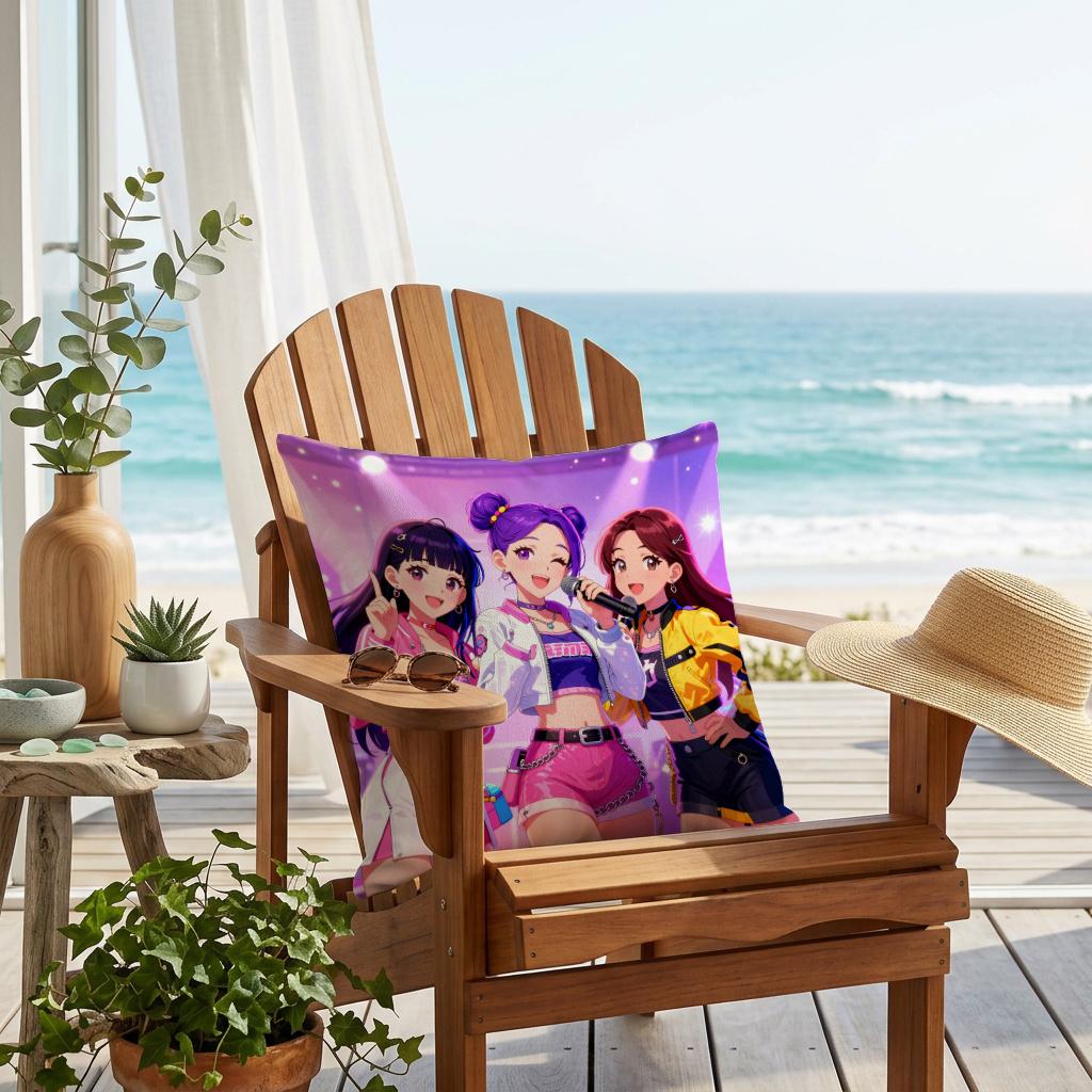 1Pc Stylish Idol Theme Printed Pillowcase, Zippered Cushion Cover, Machine Washable, Ideal For Home & Office Napping Decor