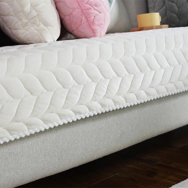 Autumn Winter Sofa Cushion Crystal Velvet Cushion Warm Non-Slip Comfort Couch Cover Solid Color Sofa Cover Towel Back Cushion