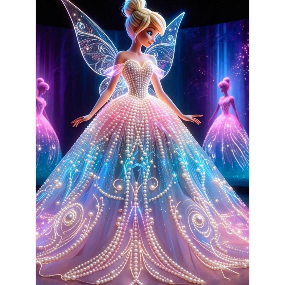 

Disney Pearl Painting Wonderful Fairy Tinker Bell Creative Artwork 5D Pearl Embroidery Cross Stitch Kit Handmade DIY Home and Room Decor Gift 35x45cm