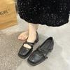 2024 New  Spring Women Shoes  Leather Mary Jane Shoes Square Toe Chunky Heel Women Shoes Retro Buckle Mid-heel Pumps