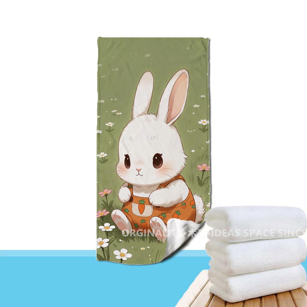 Cartoon Carrot Bunny Beach Towel Patterned Sunscreen And Windproof Suitable For Swimming Pool Camping Travel Blanket