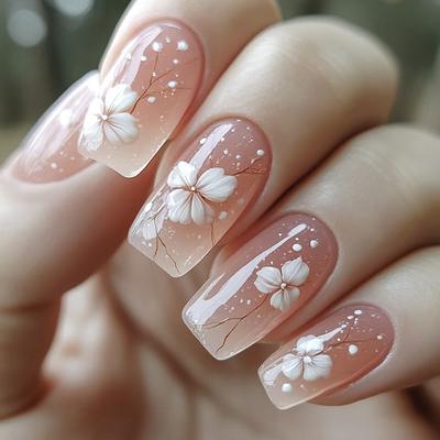 Gentle Fairy Energy Gradual Change Flowers Fashion Summer Sweet Girl European and American Ins Wind Removable Manicure Pieces 24 Pieces