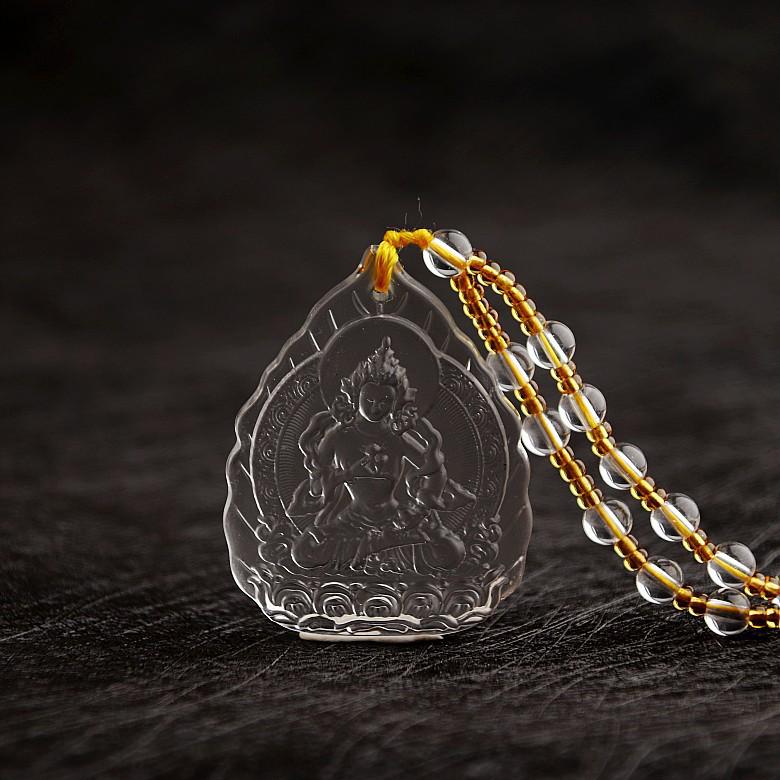 Manjushri Guanyin Anhänger Halskette - Grüne Tara, Medizin Buddha Glasanhänger für Männer & Frauen