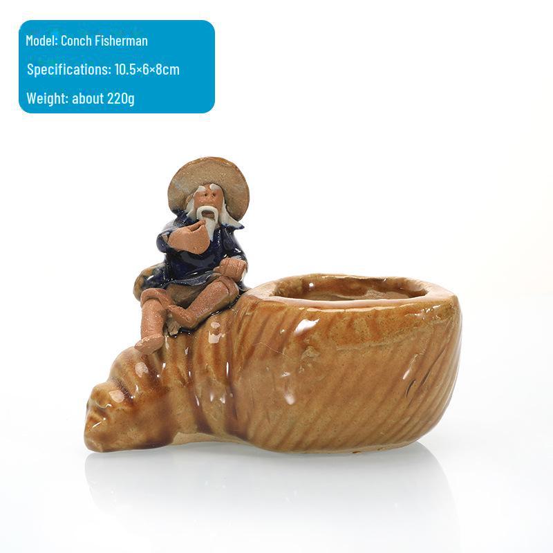 Jiang Taigong Fishing Ceramic Bonsai Rockery Ornament For Aquariums