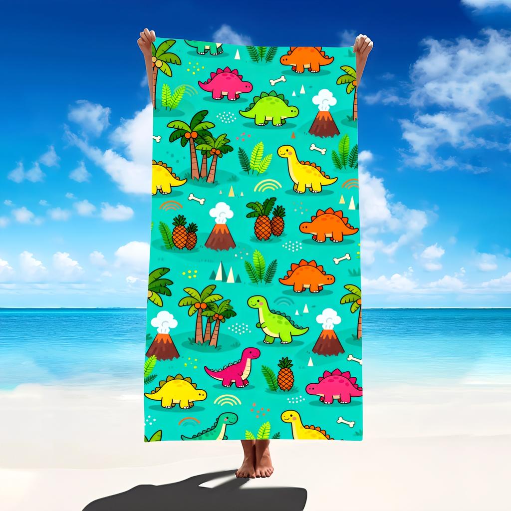 1pc Dinosaur-Themed Beach Towel & Blanket - Extra-Large Microfiber Bath Towel Suitable for Travel,Camping Towels & Bedspread