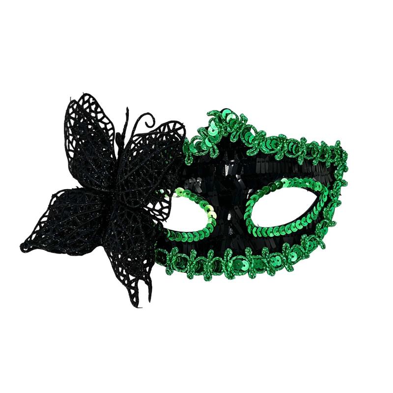 Sparkly Butterfly Sequin Half Face Masquerade Mask Lightweight Adjustable for Prom Cosplay Halloween Party