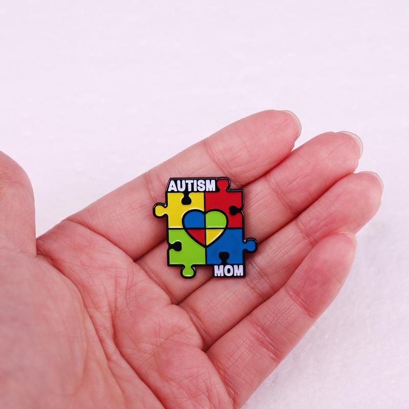 Rainbow Puzzle Autism Mom Brooch