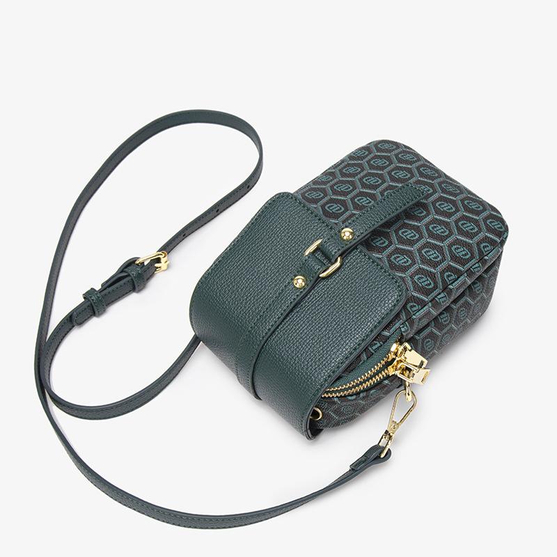 Peacock Green Large Screen Vertical Mini Mobile Bag Women's New Crossbody Shoulder Bag Casual Simple and Beautiful Printed Small Square Bag