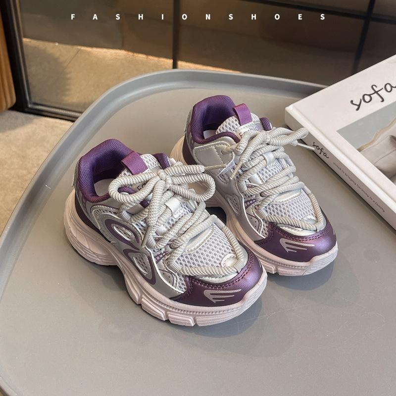 

Girls sneakers 2025 spring new children s dad shoes classmates fashion versatile boys middle and older children running shoes 26-31 yards FCL shot 48 pairs фіолетовий