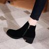 Women's Autumn and Winter 2025 New Fashion Solid Temperament Ankle Boots Round Head Square Heel Slip On Solid Casual Boots Size