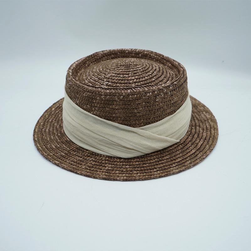Brown Coffee Natural Straw Straw Hat For Men And Women French Retro Japanese Sunshade Sunscreen Beach Panama Top Hat Vacation