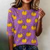 Women Loose Fit Casual Half Sleeve Top Round Neck Lightweight Pullover Blouse with Halloween Ghost Tree Print for Everyday Wear