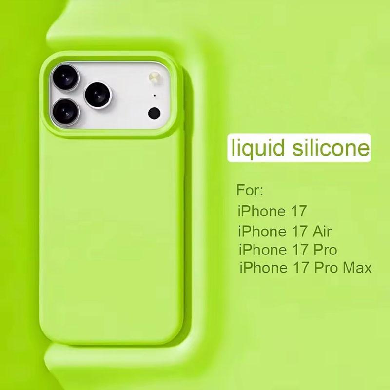 Bright Fluorescent Liquid Silicone Phone Case For iPhone 17 Air 17Pro 16 ProMax Silicone Button Protection Matte Solid Soft Cover
